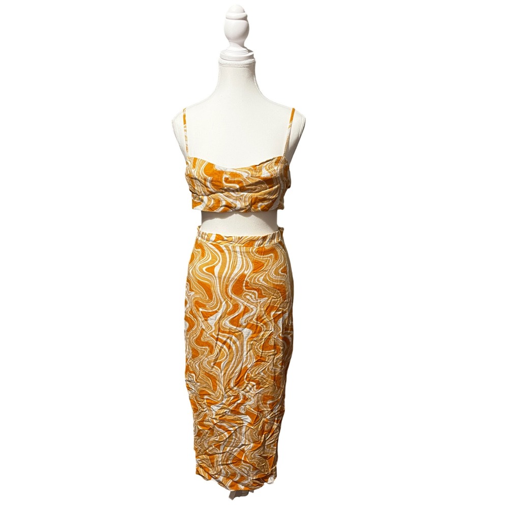 Two Piece Set Crop Top Skirt Boho Resort Matching Outfit S